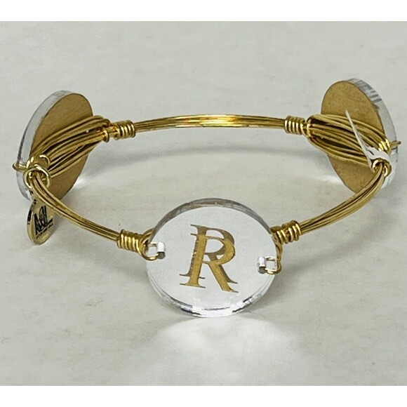 Moon &amp; Lola Jewelry - Moon & Lola “R” Wired Bangle Bracelet Mirrored New with Tags Retail $36